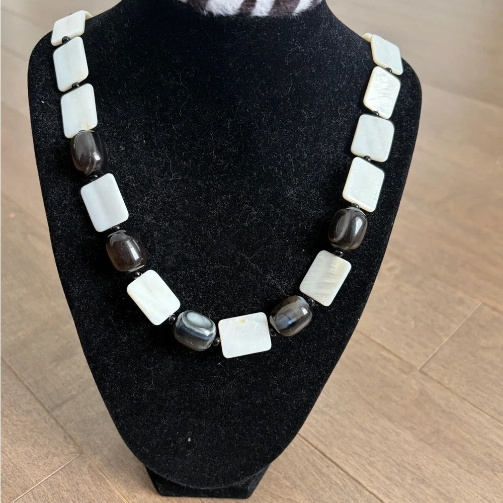 Black Agate and Mother of the Pearl Necklace